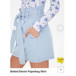 NWT belted denim paperbag skirt size medium